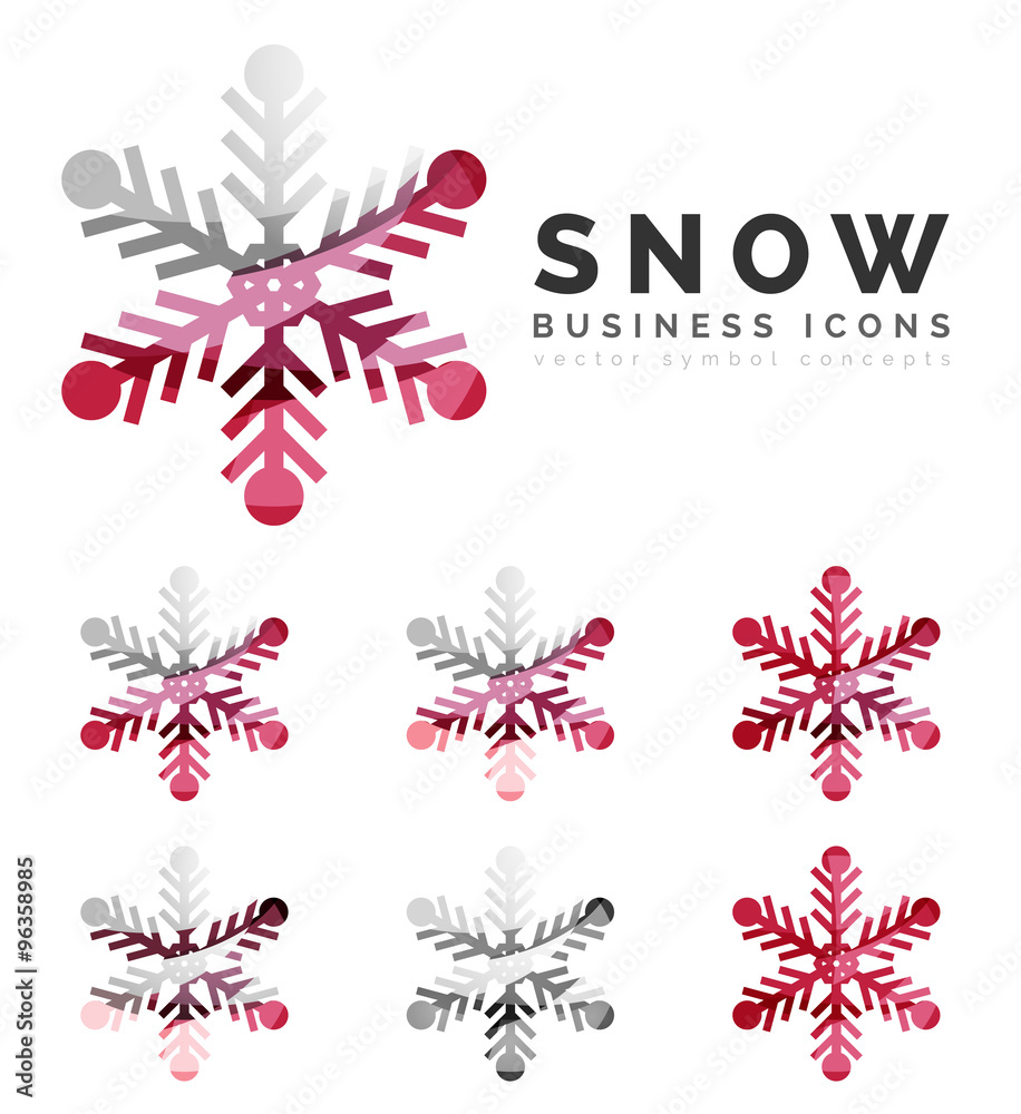 Set of abstract colorful snowflake logo icons, winter concepts, clean modern geometric design Set of abstract colorful snowflake logo icons, winter concepts, clean modern geometric design