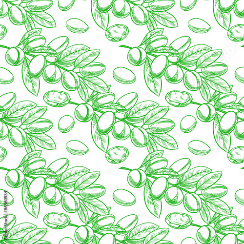 seamless green Argan tree branches