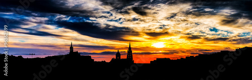 Beautiful sunset over Prague, St.Vitus Cathedral.
