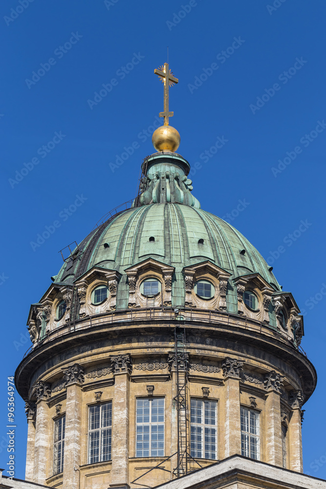 The dome of Kazan Cathedral in St. Petersburg, Russia.
