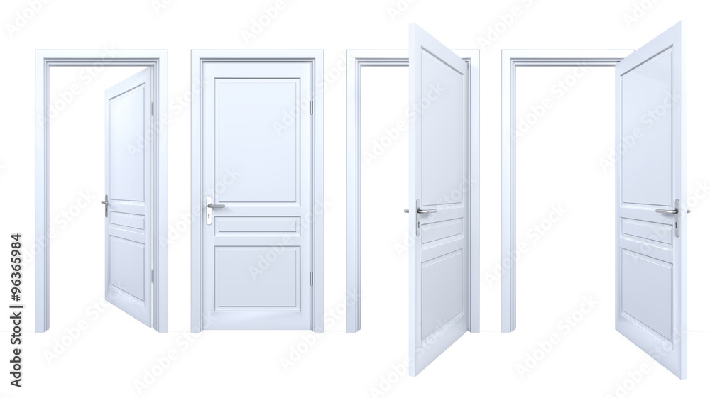 Obraz premium Collection of isolated white doors