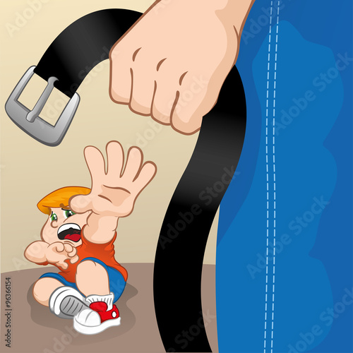 Illustration of a child cornered and assaulted by adult