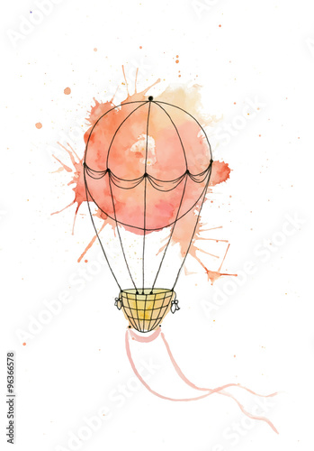 Watercolor vector air balloon