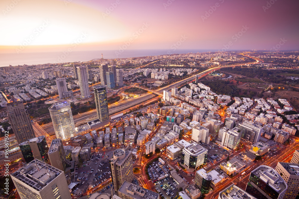 Obraz premium Tel Aviv Cityscape At Sunset
