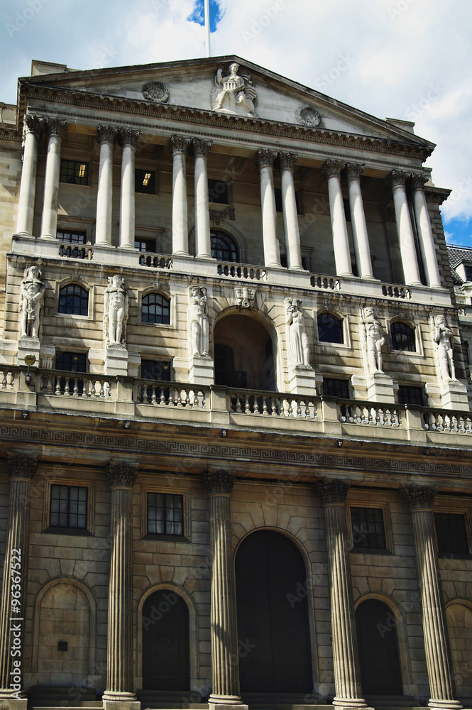 Bank of England fondly known as ‘The Old Lady Of Threadneadle Street in the heart of the City of London, England, UK