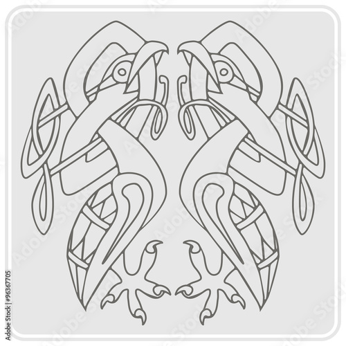 monochrome icon with Celtic art and ethnic ornaments for your design