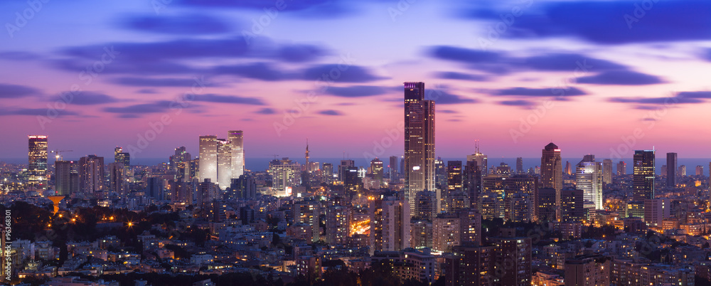 Tel Aviv Cityscape At Sunset