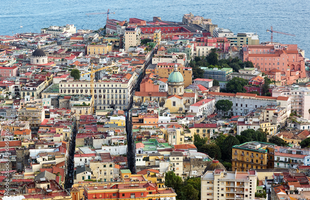View over the city of Naples in Italy.