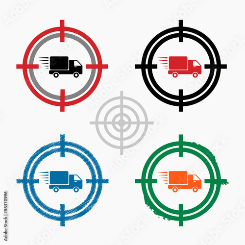 Fast delivery service icon on target icons background
