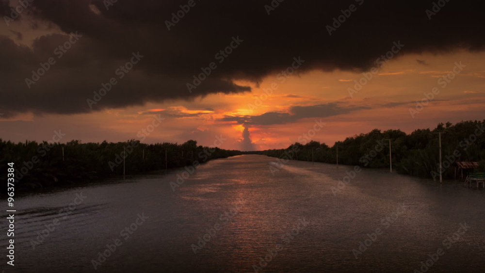Timelapse sunrise on river samutprakarn thailand Timelapse sunrise on river samutprakarn thailand