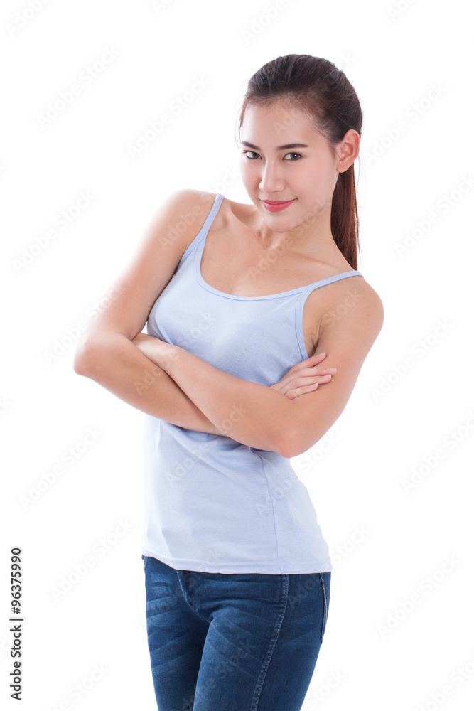 Portrait of young asian woman on white background Portrait of young asian woman on white background