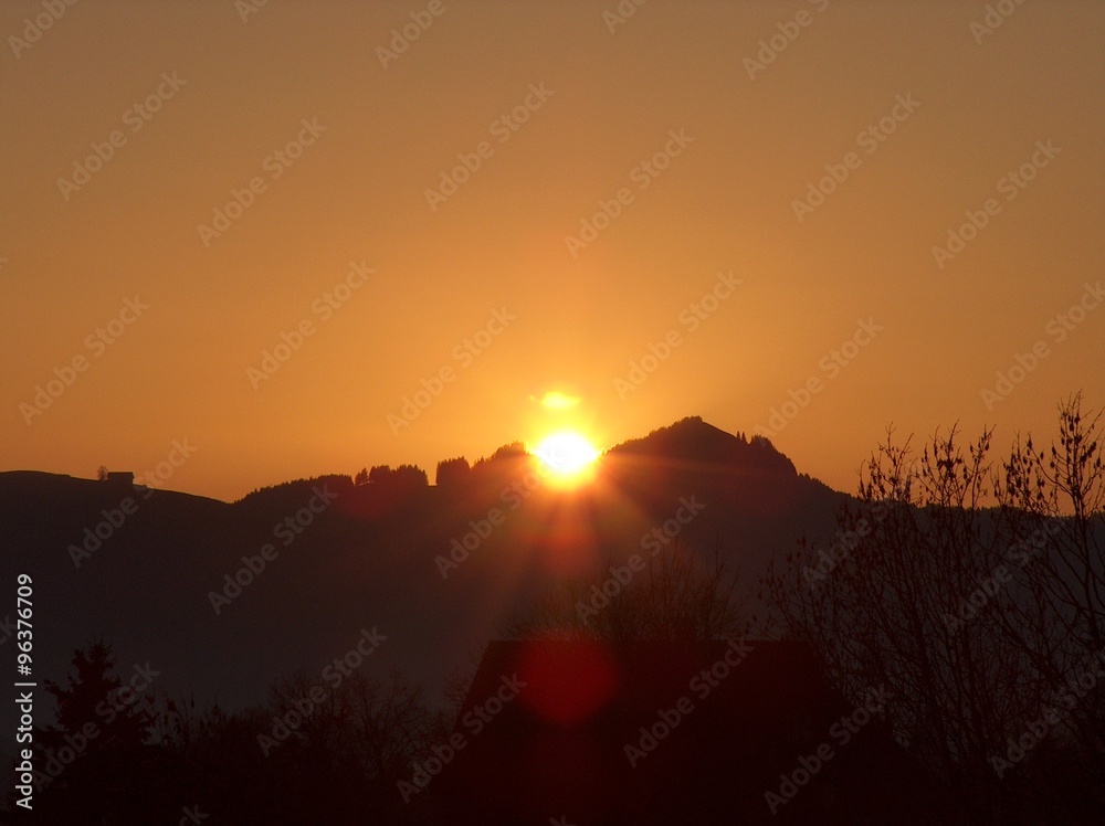 Obraz premium Swiss Alps winter sunset