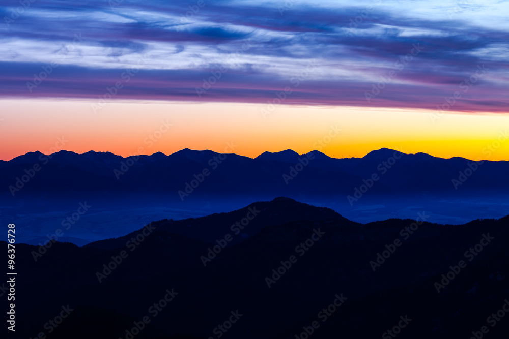 Abstract colorful morning hilly landscape