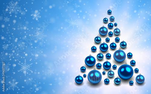 Christmas background with christmas tree from shiny balls.