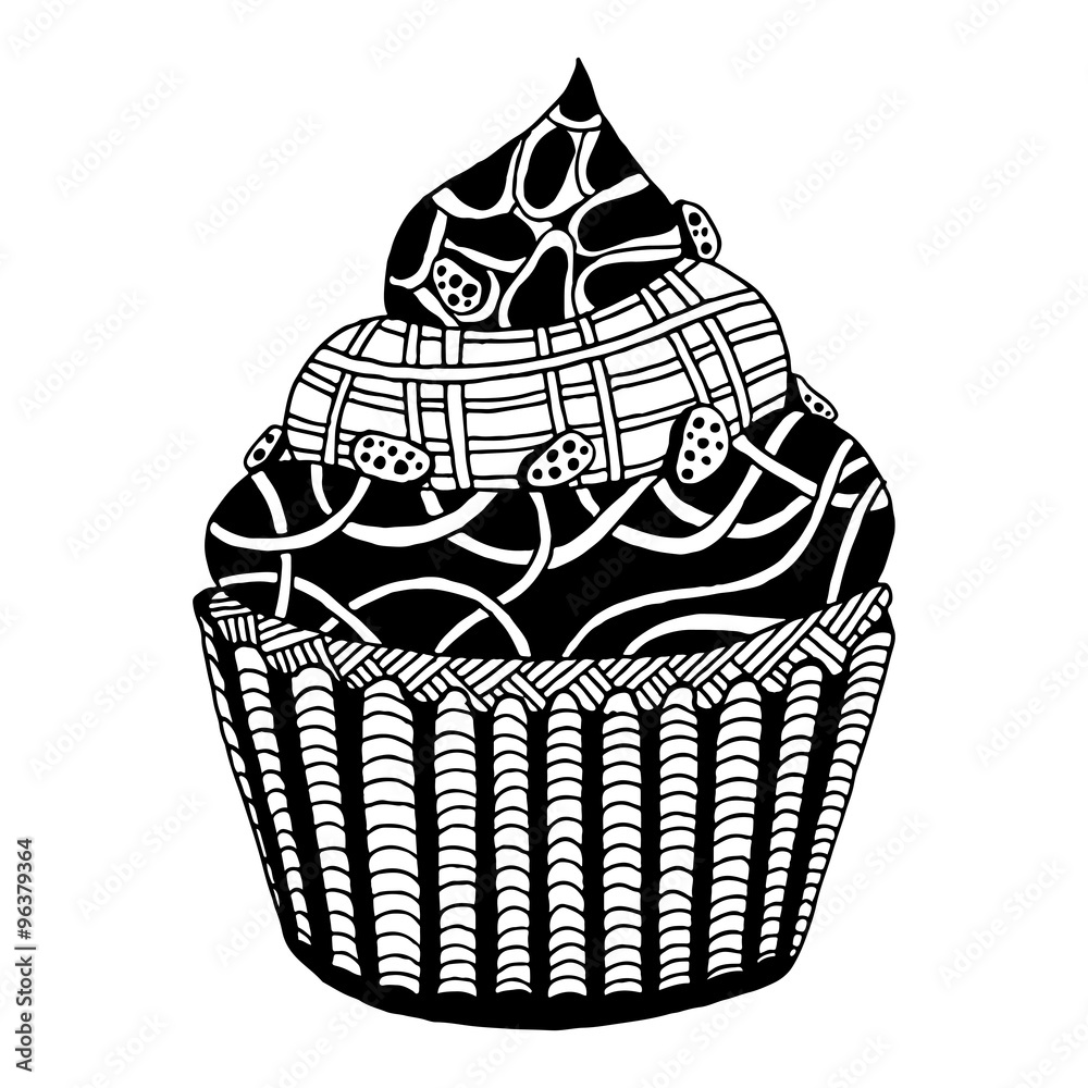 Vector Zentangle Cupcake Stock Vector Adobe Stock