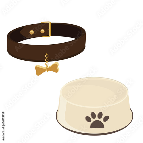Dog bowl and collar