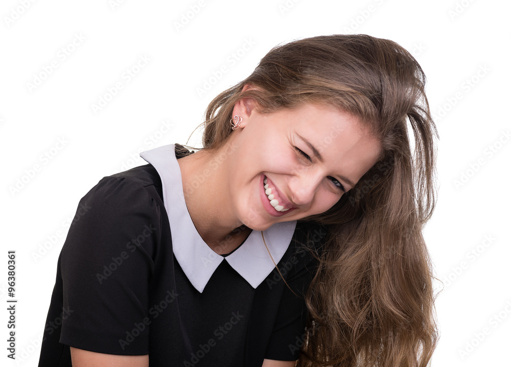 Smiling girl on a white background Smiling girl on a white background