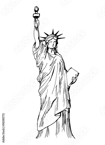 Hand drawn Liberty statue - vector