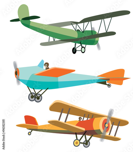 Set of Retro Airplanes