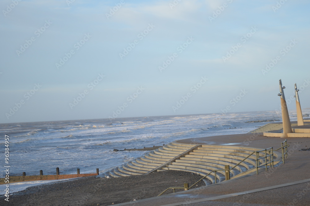 Cold Winters Day
Cleveleys coastline with a low sun, crashing waves an empty beach