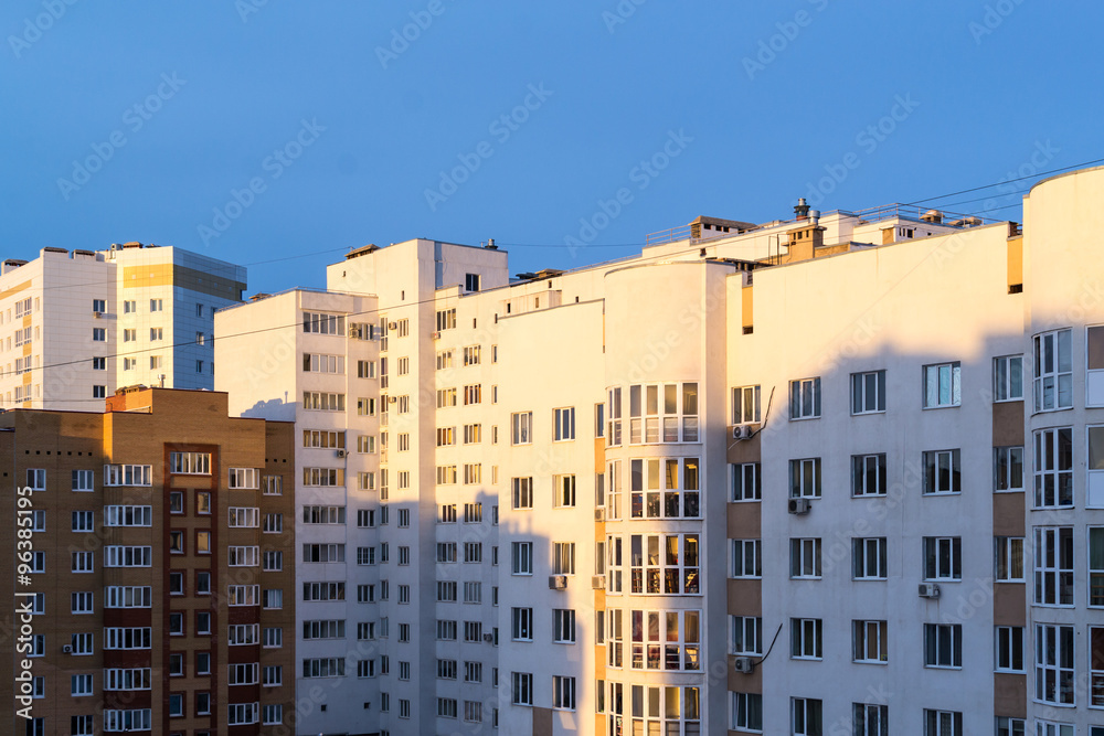 Modern Apartment Building in Morning Sunlight