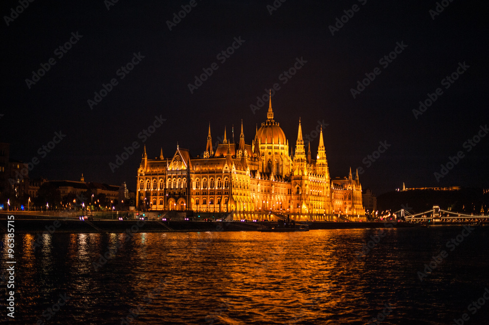 Palace in the evening by the river