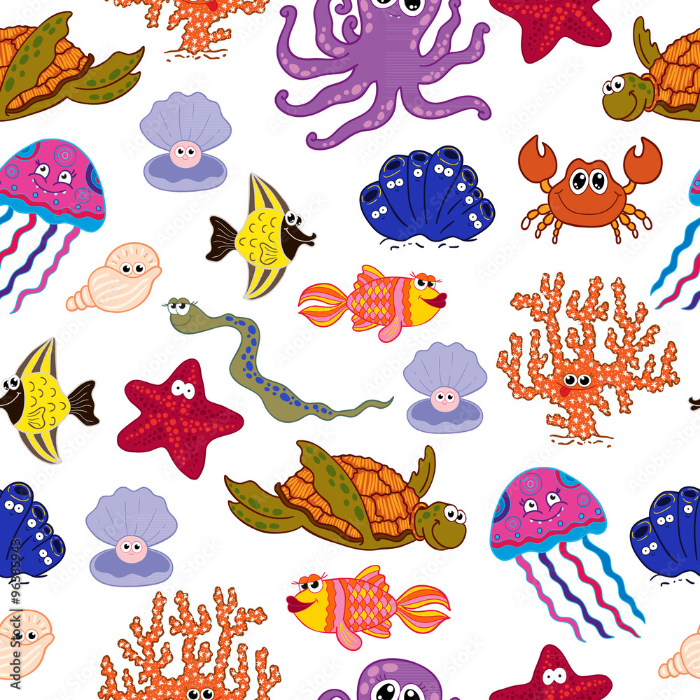 Seamless vector background with sea animals.. Seamless vector background with sea animals..