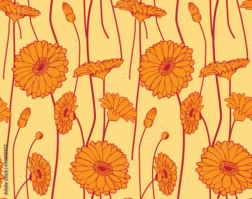 Seamless hand drawn wildflower pattern