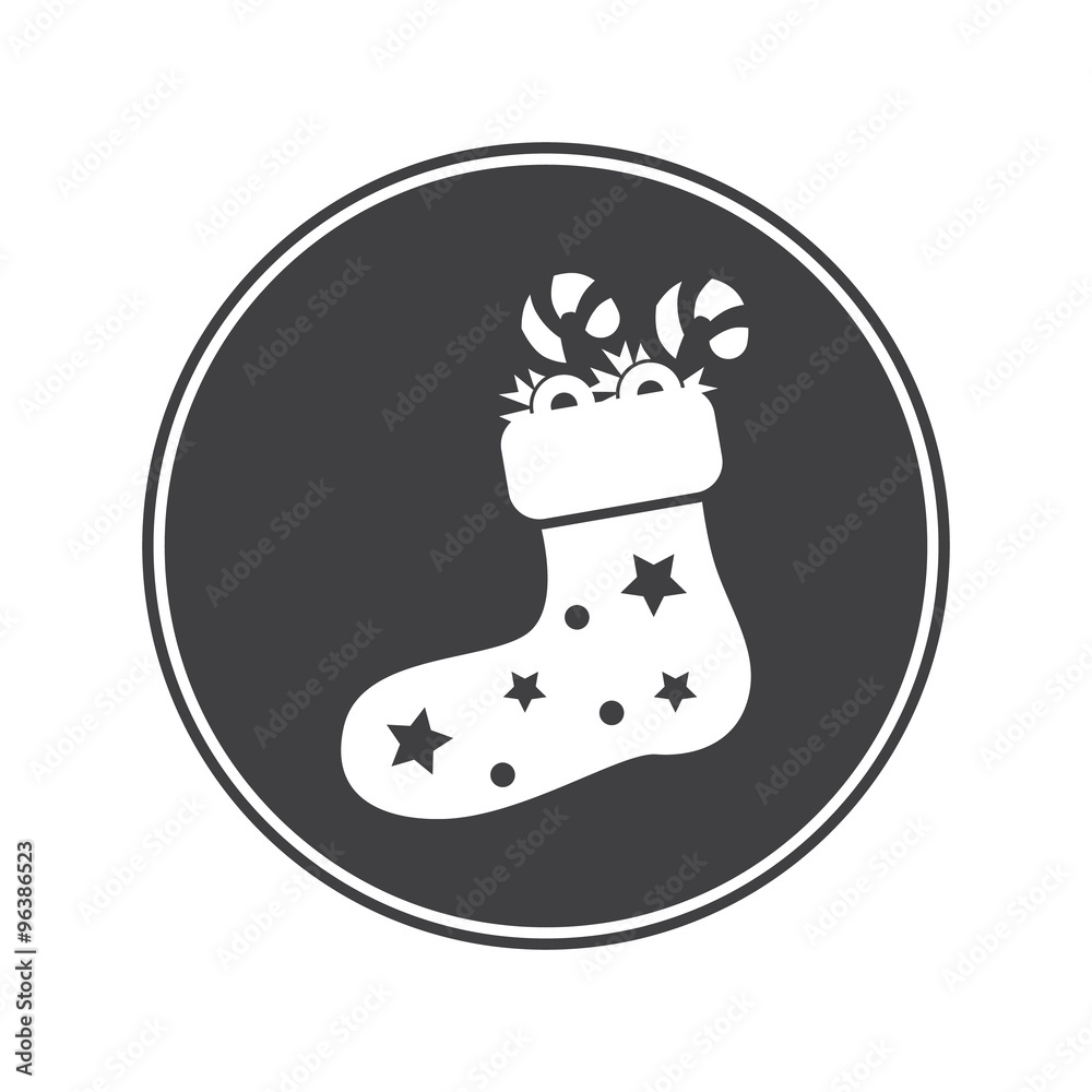Christmas sock with candies icon