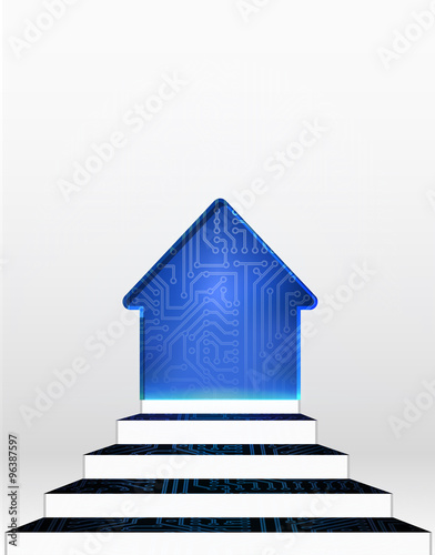 Vector stairway to automated house. Concept background photo