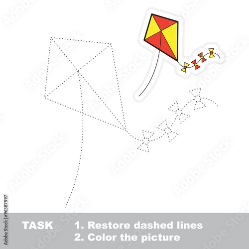 Vector trace game. toy kite to be traced.