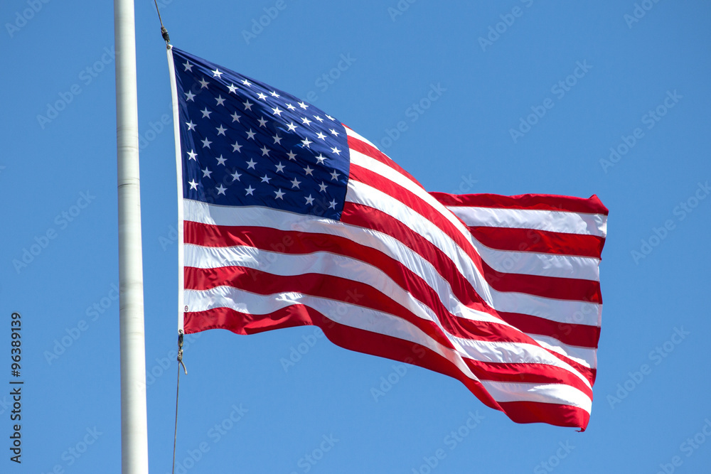 Obraz premium United States of America Flag blowing in the wind