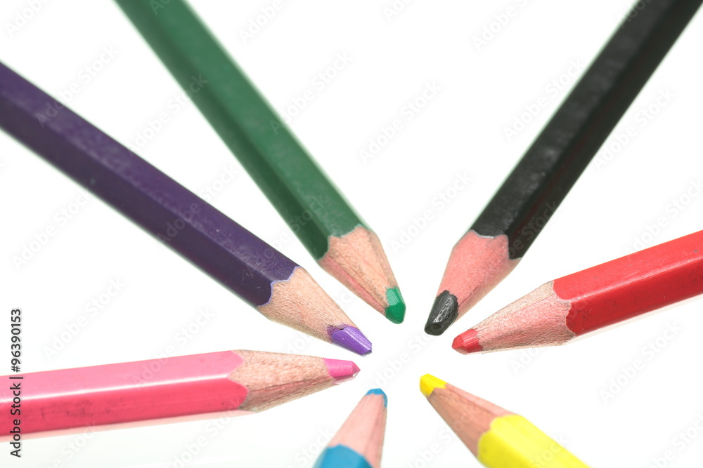 Colored pencils isolated on white background Colored pencils isolated on white background