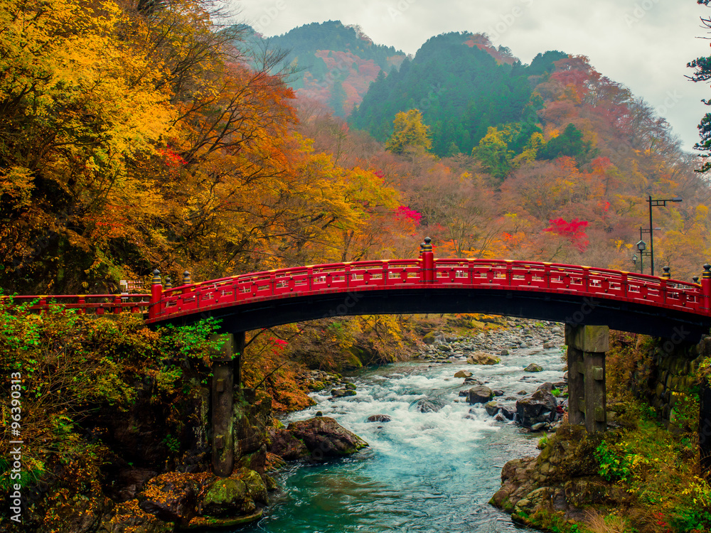 Shinkyo Bridge during Autumn in Nikko, Tochigi, Japan