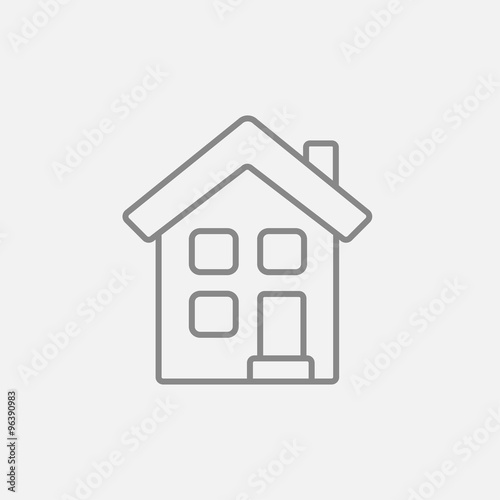 Fotografi Two storey detached house line icon.