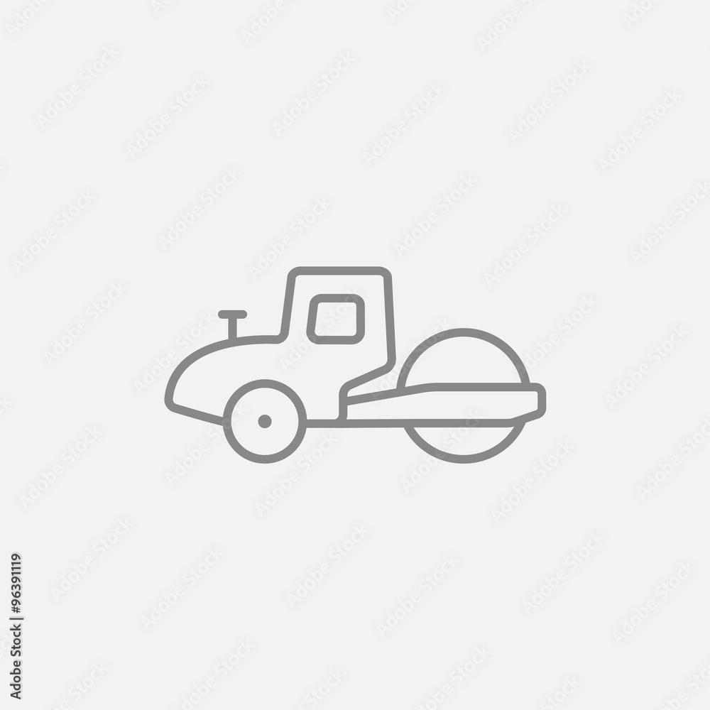 Road roller line icon. Road roller line icon.