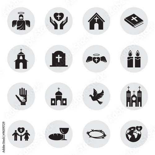 Christianity religion icon set