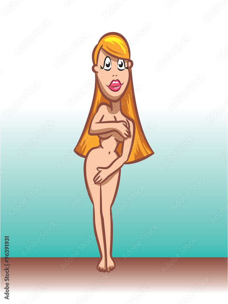 Female character, beautiful and sexy blonde, naked - vector Stock Vector |  Adobe Stock