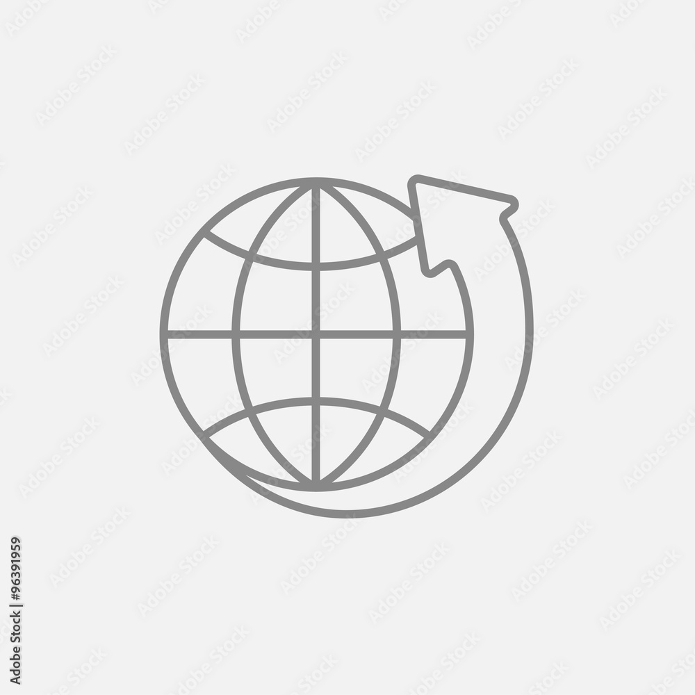 Earth and arrow around line icon. Earth and arrow around line icon.