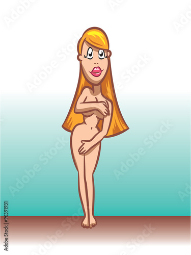 Female character, beautiful and sexy blonde, naked - vector