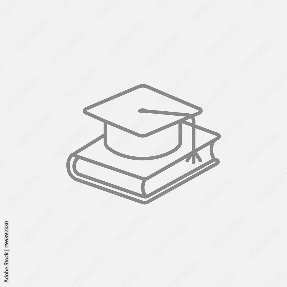 Graduation cap laying on book line icon. Graduation cap laying on book line icon.