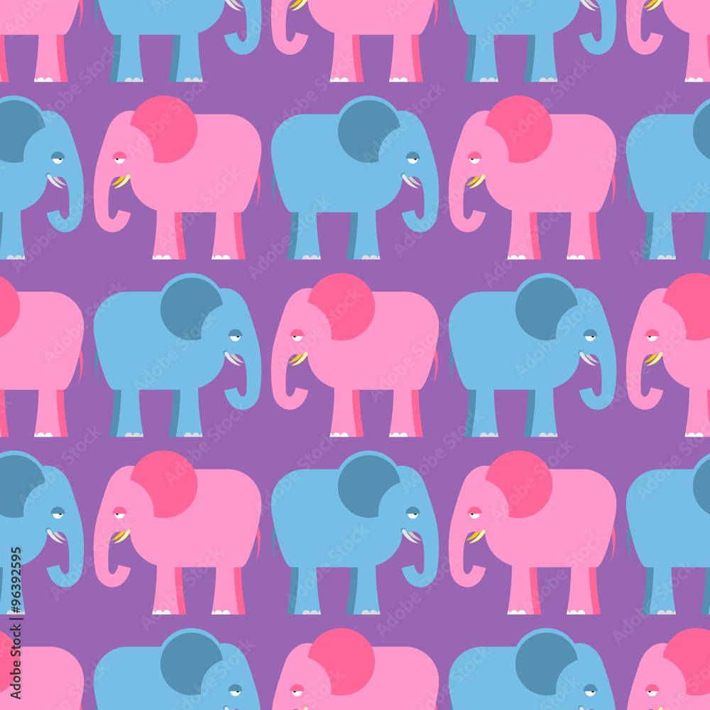 Elephants seamless pattern. Blue and pink animals of jungle. Cu Elephants seamless pattern. Blue and pink animals of jungle. Cu