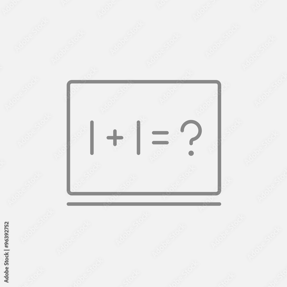 Maths example written on blackboard line icon. Maths example written on blackboard line icon.