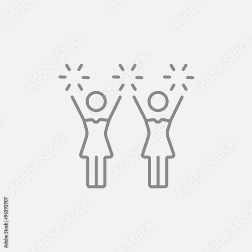 Cheerleaders line icon.