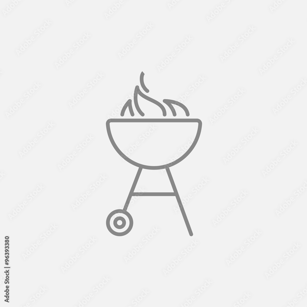 Kettle barbecue grill line icon.