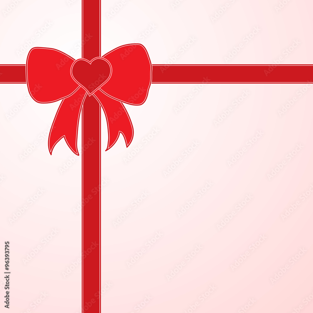 Hand drawn sketch of red festive bow in the shape of heart for greeting card Hand drawn sketch of red festive bow in the shape of heart for greeting card