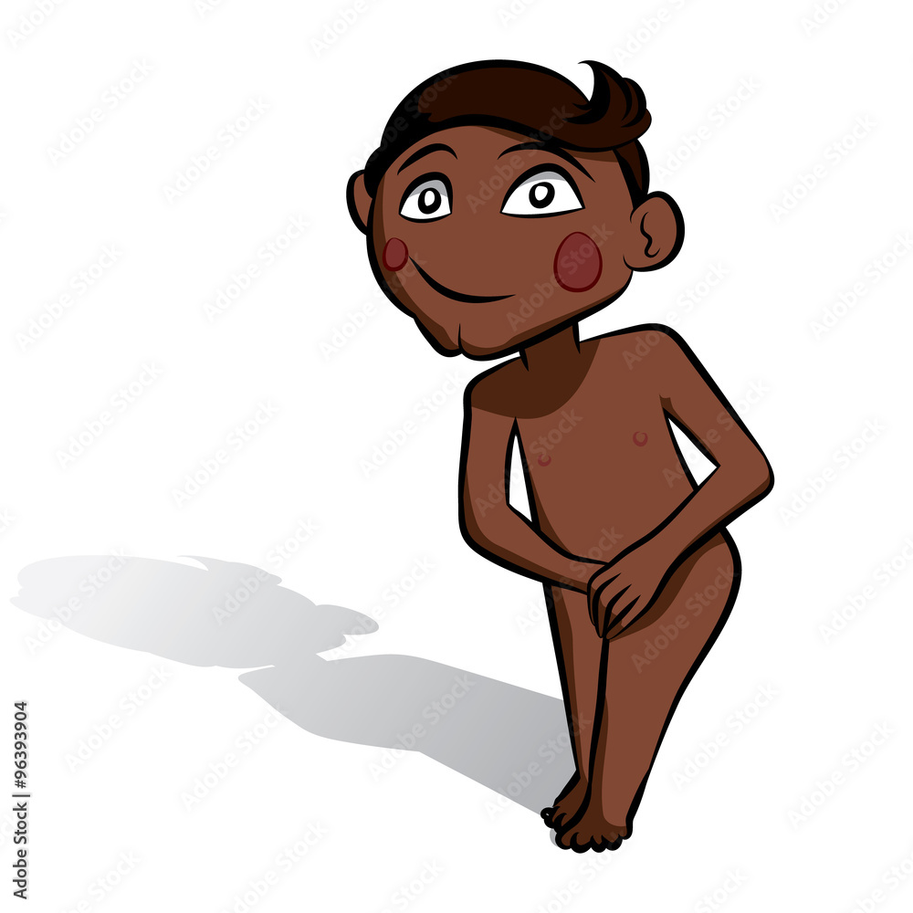 Naked sexy white man vector confused and embarrassed, covering his groin  with a hand. Stock Vector | Adobe Stock