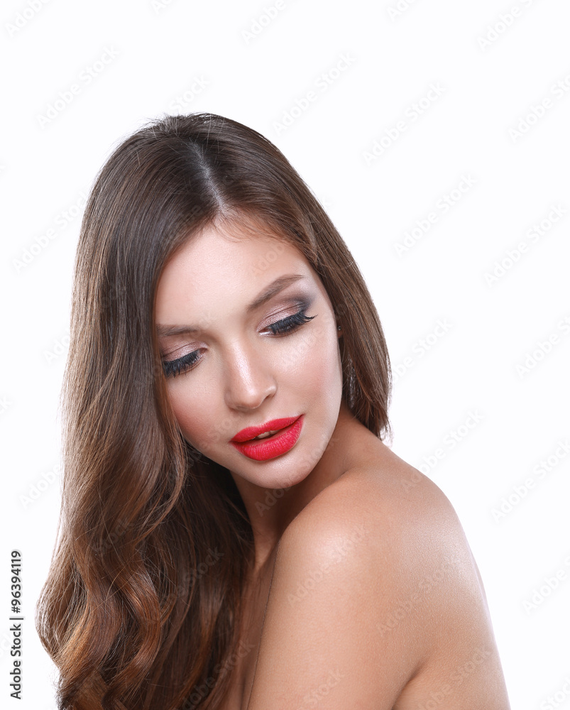 Portrait of beautiful young woman . Isolated on white background Portrait of beautiful young woman . Isolated on white background