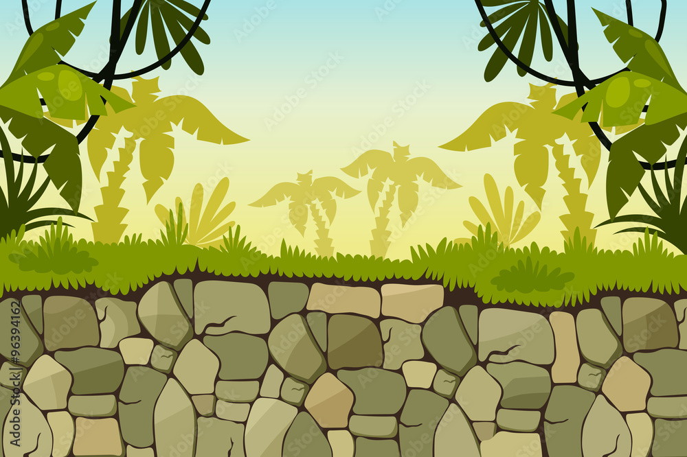 cartoon jungle background. vector illustration Stock Illustration | Adobe  Stock