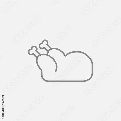 Raw chicken line icon.